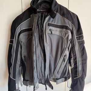 Men's Black and Gray Olympia Moto Sports Motorcycle Jacket